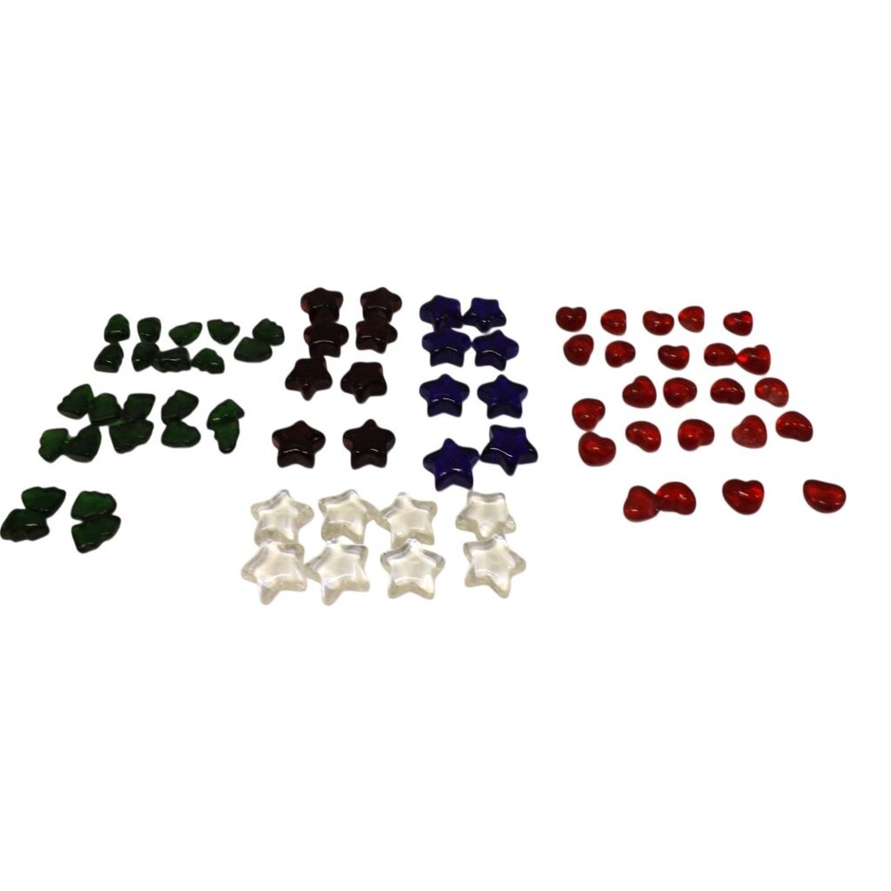 Glass Decorative Pebbles Star Heart & Tree Shapes Red Blue Green Craft Aquarium